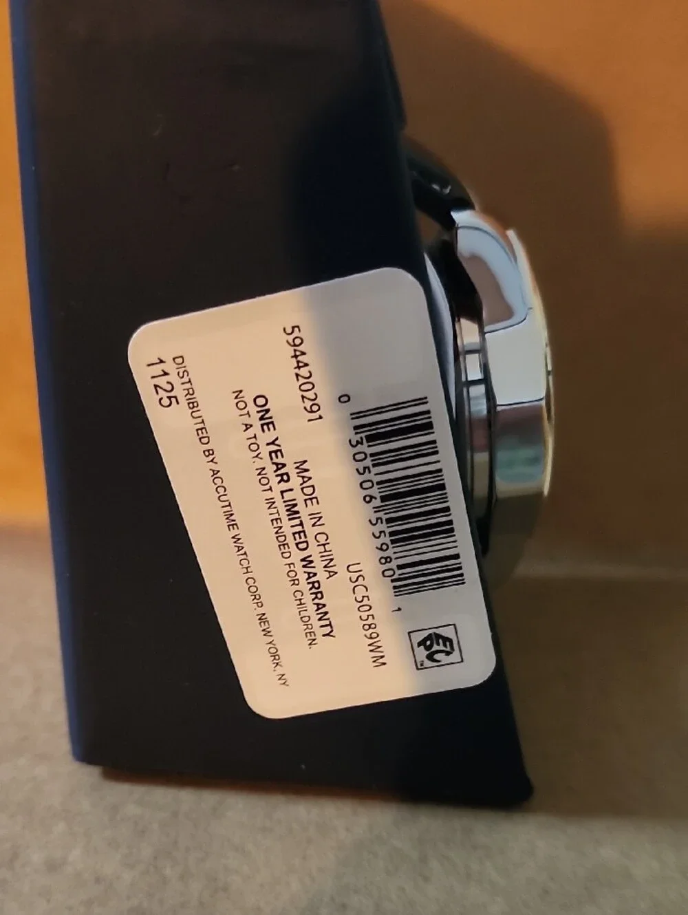 U.S. Polo Assn. Black Dial Watch with Black Leather Strap and Gold Accents